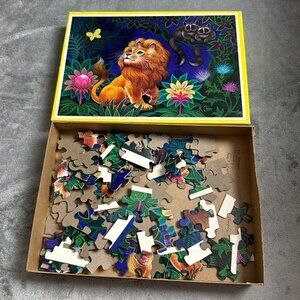Built Rite Forest Fantasy Puzzle Psychedelic 1970s Colorful Art Lion FOR PARTS!